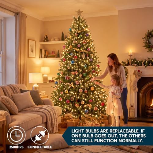 Joiedomi Clear Christmas String Lights Indoor,100 Count Mini White Fairy Light Outdoor,19.4 FT Decor for Patio Dorm Classroom Bedroom Holiday Wedding Party Garland Birthday Festival,Green Wire
