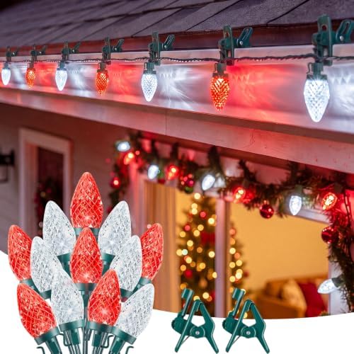 Brightown Christmas Lights Outdoor, 102FT 150LED C9 String Light with Clips