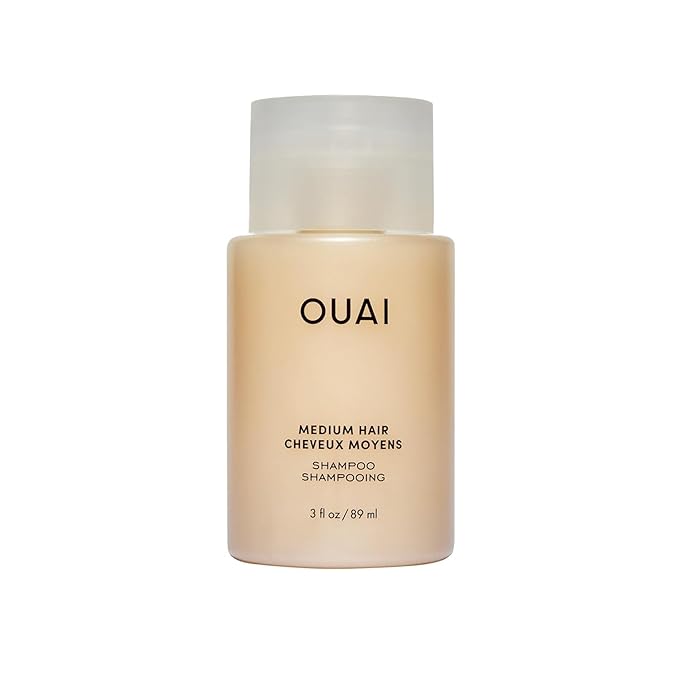 OUAI Medium Hair Shampoo - Travel Size Hydrating Shampoo for Color Treated Hair & Dry Scalp - Nourishes, Strengthens, Reduces Breakage & Adds Shine - Coconut Oil, Babassu, Keratin - Sulfate Free, 3 Oz