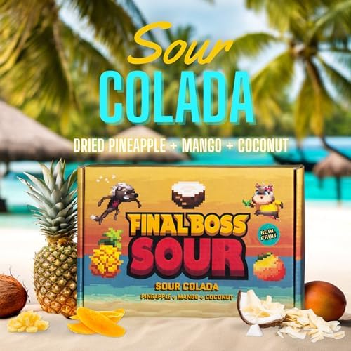Final Boss Sour Fruit Candy, Sour Piña Colada, Level 1, 4 Pack