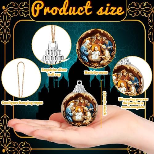 Outus 16 Pcs Christmas Nativity Scene Ornaments Ball for Tree Religious Christmas Tree Nativity Scene Hanging Ornaments The Birth of Jesus Decor Christian Religious Gifts for Christian Family