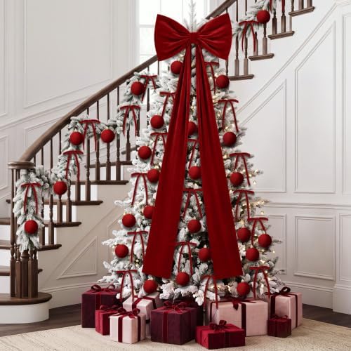 Knitgrip 49 Pcs Burgundy Christmas Tree Decoration Set with Velvet Bow Ball
