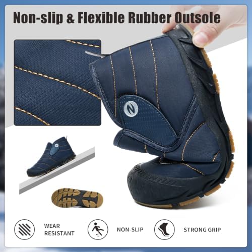 Mens Snow Boots Winter Velcro Water Resistant Fur Lined Slip On Ankle Boot