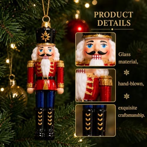 Sosation 8 Pcs Vintage Glass Christmas Nutcracker Ornaments Hand Blown