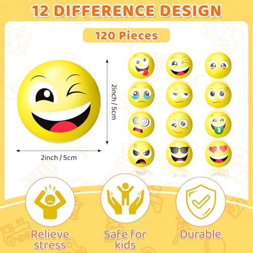 Libima 120 Pcs Mini Face Ball Fidget Toy Bulk, 2 Inch