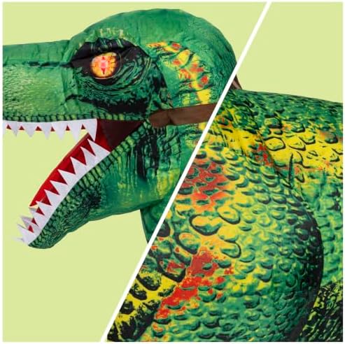 Spooktacular Creations Inflatable Dinosaur Costume Kids, Blow up Ride on Raptor Suit Boys Girls for Halloween Cosplay Party