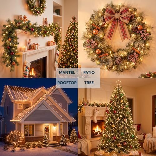 Joiedomi Clear Christmas String Lights Indoor,100 Count Mini White Fairy Light Outdoor,19.4 FT Decor for Patio Dorm Classroom Bedroom Holiday Wedding Party Garland Birthday Festival,Green Wire