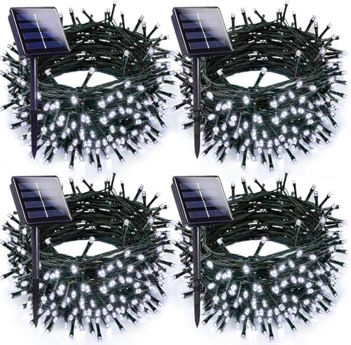 Solar Christmas Lights Outdoor 4 Pack 152FT 400LED String Lights Cool White