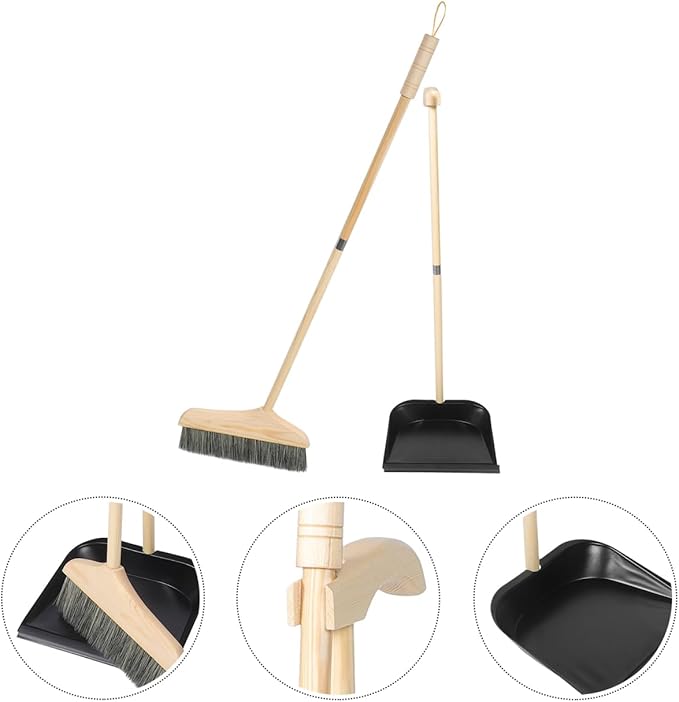 GANAZONO Broom and Dustpan Set Long Handle Household Cleaning Tools Indoor Outdoor Use Lightweight Ergonomic Brush for Home Garage Workshop