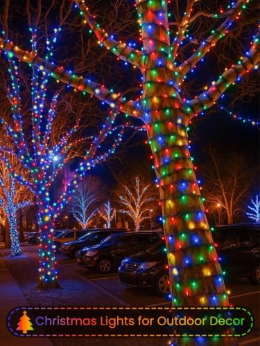 2 Pack 200 LED Battery Operated Christmas Lights, String Lights Multicolor