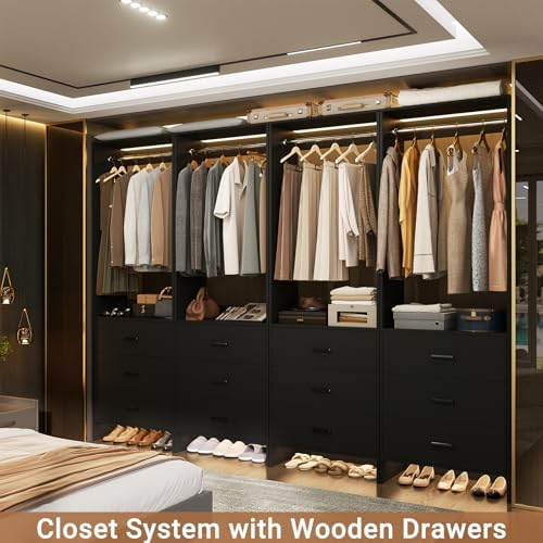 Aheaplus Closet System Closet Organizer, 3.6FT Closets, Set of 2，Black