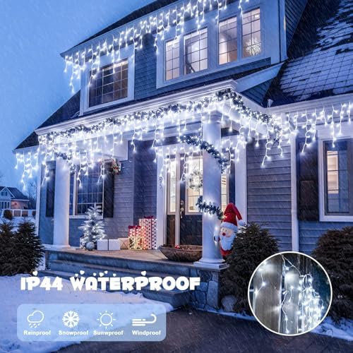JMEXSUSS Christmas Icicle Lights for Outside, 800 LED White