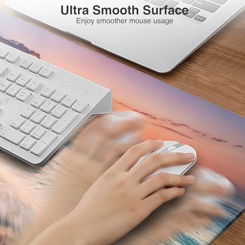 Mouse Pad with Magnetic Wireless Charging, 31.5"x15.8" in, Beach Sunset