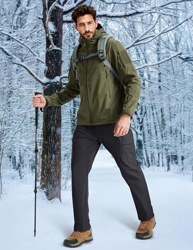 MAGCOMSEN Snow Pants for Men Fleece Lined Softshell Winter Men's Ski Pants