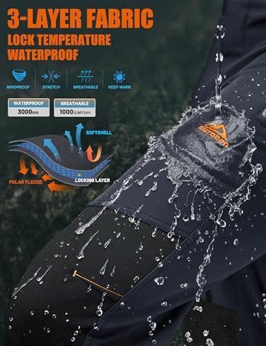 TACVASEN Men's Snow Ski Pants Winter Fleece Lined Water Resistant Insulated