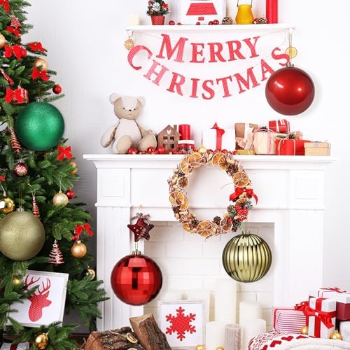 Poen 12 Pcs 6 Inch Classic Christmas Ball Ornaments Shatterproof