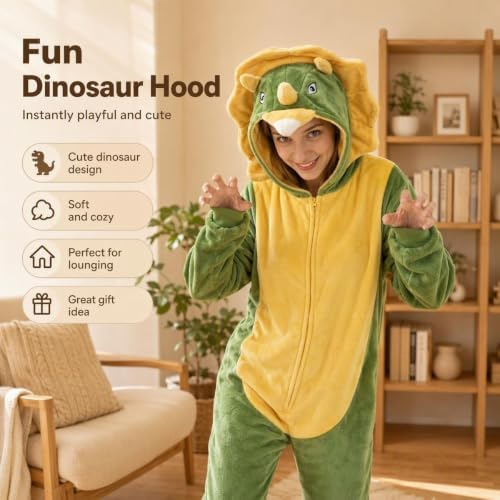 Snug Fit Unisex Adult Onesie Pajamas, Flannel Cosplay Animal One Piece Halloween Costume Sleepwear Homewear