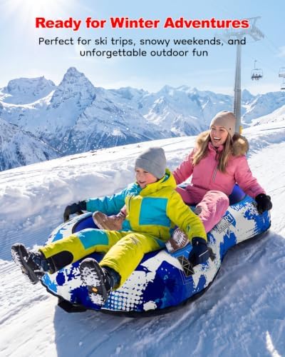 Raxurt 2 Person Heavy Duty Snow Tube, Snow Sled with Premium Canvas Cover