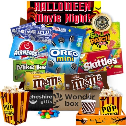 Movie Night Halloween Gifts Basket - Candy Gifts With Movie Snack Trays