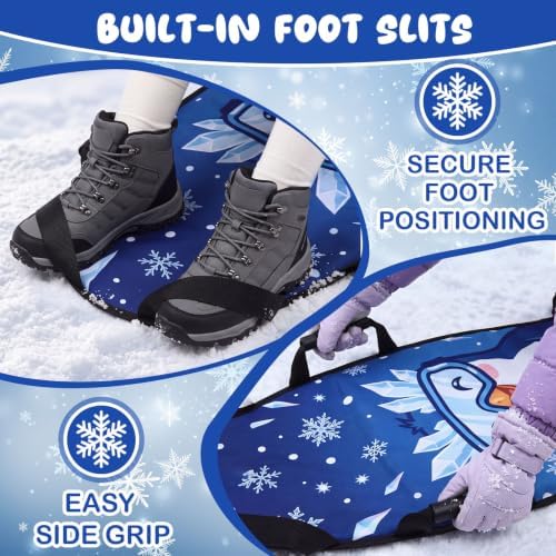 Vinsot 2 Pack 45” Foldable & Roll-Up Snow Sled for Kids Adults