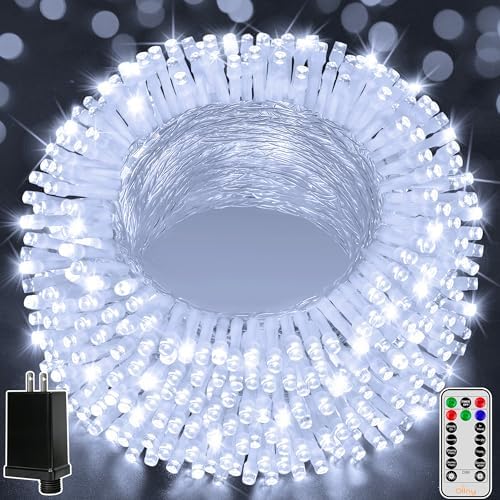 Ollny 262FT 800LED White Christmas Lights Outdoor Indoor Plug in