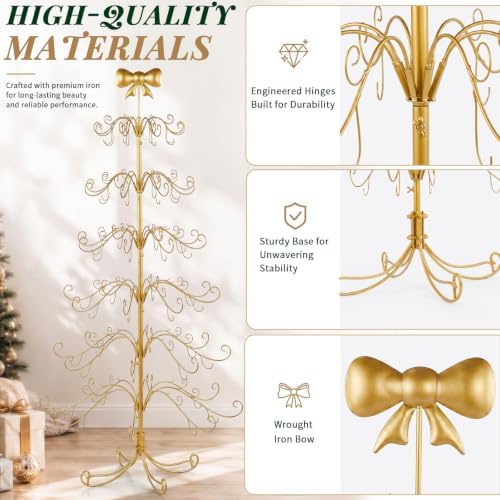 Karl Home 6 ft Wrought Iron Bow-Top Ornament Display Tree, Yellow