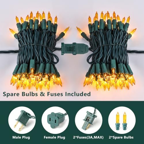 BrizLabs Gold Christmas Incandescent String Lights Outdoor 100 Count 19.7ft