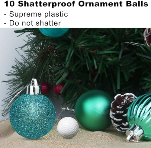 Teal 3.2" Large Christmas Balls - Christmas Tree Decoration Ornaments Shatterproof Hanging Balls for Birthday Halloween Holiday Wedding Decorations Set of 10pcs