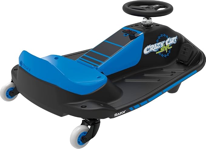 Razor Crazy Cart Shift Electric Go Kart for Kids Ages 6+ - 12V Drifting System, High/Low Speed Switch, Simplified Drifting, Riders up to 120 lbs, Black/Blue