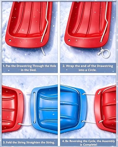 35" Snow Sled for Teens & Adults, Heavy Duty Fast Sliding Toboggan