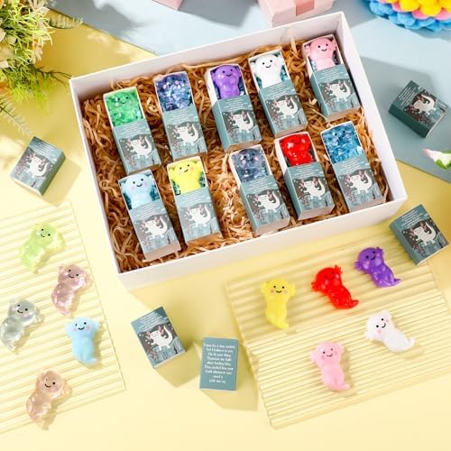 60 Sets Positive Gifts Axolotl Party Favors with Support Boxes