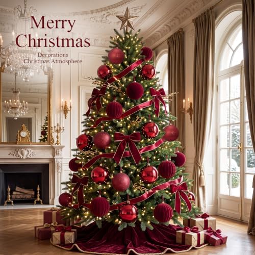 Liliful 8 Pcs 6 Inch Extra Large Christmas Ball Ornaments Decor, Burgundy