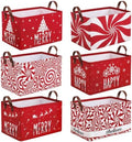 CHENGU 6 Pack Christmas Baskets Collapsible Retro Christmas Storage Bins