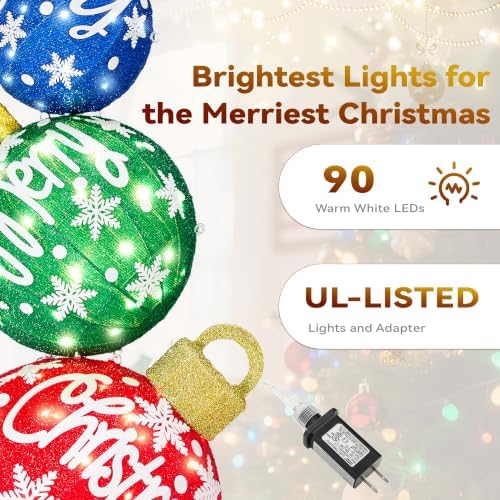 40In Extra Large Lighted Christmas Ball Ornaments with Timer&Remote Control