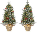 GarveeHome 3 ft Pre-Lit Artificial Mini Christmas Tree, Table Top Christmas Tree with 85 Warm White Led Lights, Cloth Bag Base, Battery Operated Outdoor Xmas Decor for Tabletop or Desk,2 Pack