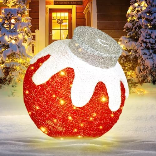 2 Pcs Lighted Outdoor Christmas Ornaments, 160 LEDs, Red and Green