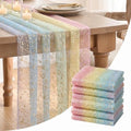 Artoid Mode 6-Pack Gold Gauze Table Runner 120 Inch 10FT, Rainbow Glitter Metallic Foil Sheer Dining Wedding Anniversary Holiday Birthday Table Decor for Home Party
