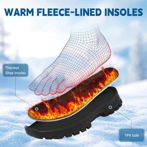 Men's Mid-Calf Winter Boots Zipper Snow Boots Mens Fur Lined Warm Boots