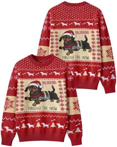 34HD Ugly Xmas Sweater–Funny Knit Christmas Sweater for Women & Men 2025, Long Sleeve Crewneck Holiday Pullover, Unisex Gift