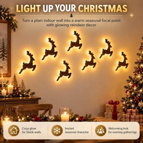 LED Reindeer Wall Decorations Festive Christmas Lighting for Indoor Display