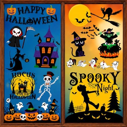 Halloween Party Decorations - Reusable Window Clings for Halloween Decorations Indoor Outdoor | Pumpkin Ghost Static Window Decor Stickers for Office Party Favors Supplies Crafts Gifts Toys for Kids