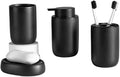 4pcs Modern Ceramic Bathroom Set Bath Lotion Bottle Press Hand Sanitizer Mouthwash Cup Toothbrush Holder Soap Dish(Black)