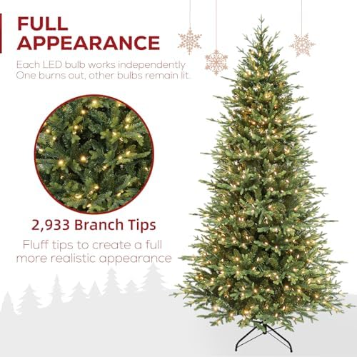 Hykolity 7.5 ft Prelit Christmas Tree with 450 Warm White LEDs