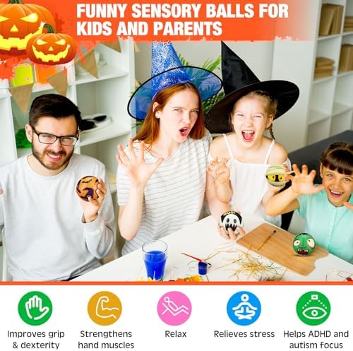 Gejoy 108 Pcs Halloween Sensory Fidget Balls, 2.5'' Mini Foam Relief Toys