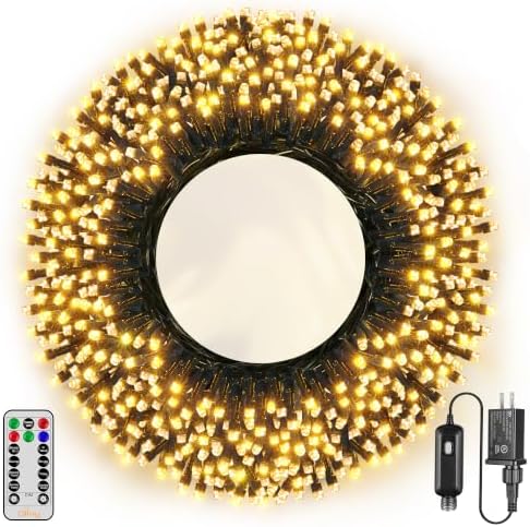 Ollny Christmas Lights, 500LED 164FT Long Christmas Tree Lights with 8 Modes Remote Timer IP44 Waterproof, Outdoor Christmas Lights for Tree House Yard Outside Xmas Decorations Warm White