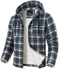 GEEK LIGHTING Men's Flannel Shirts Jacket Sherpa Lined Plaid Zipper Hoodie