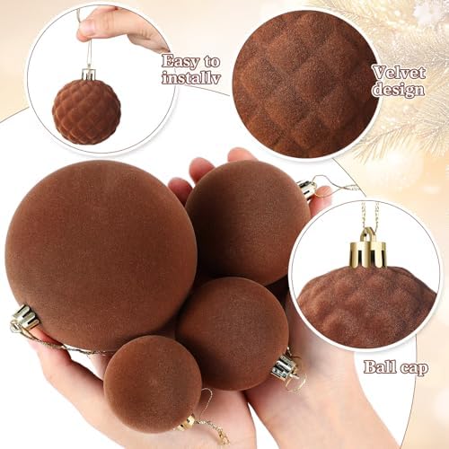 Hollowfly 95 PCS Velvet Christmas Tree Decor Set, Brown