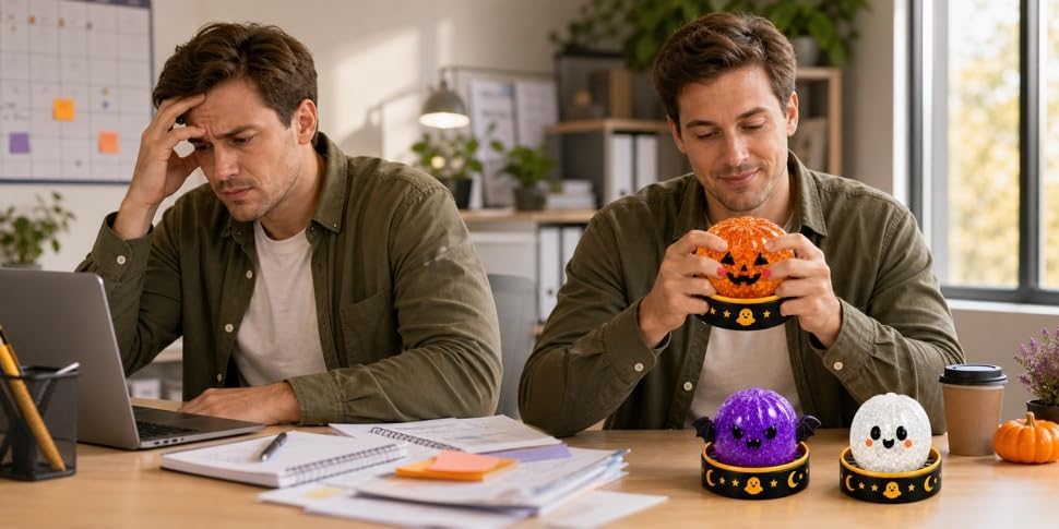 Halloween Squishies Set, Large Unique Halloween Dumpling Squeeze Toys, 5 Unique Low-Odor Designs for Party Favors, Gift Exchanges and Office Stress Relief (Classic Stlye)