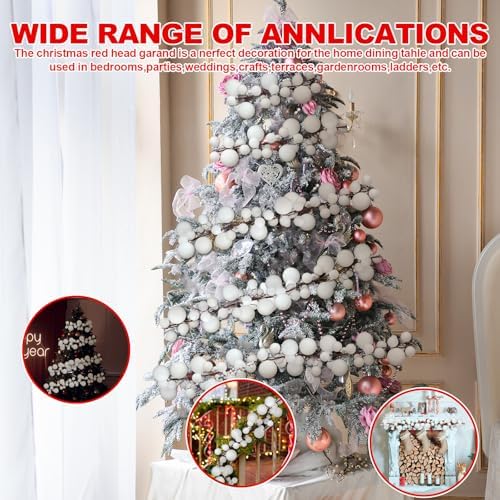 2 Pcs 6 ft Christmas Ball Ornament Garland, White