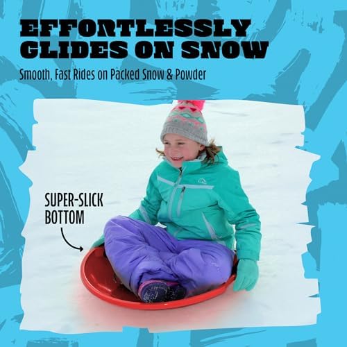 Flexible Flyer 26” Flying Saucer Sled Multipack - Plastic Snow Sleds with Hand Grips, Heavy Duty Snow Discs for Kids, Adults, Schools, Camps & Daycares